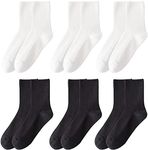 MarJunSep Women’s Cute Cotton Crew Socks Neutral Aesthetic Slouchy Boot Dress Socks Women Girls Granola Essentials, 3 Pairs White &3 Pairs Black, Medium