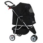 BestPet 3 Wheel Dog Pet Stroller Cat Dog Carrier Stroller Travel Folding Carrier T13 Black