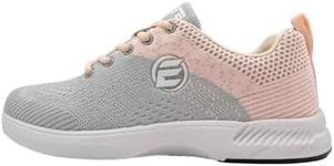 ELITE Women's Comfort Bowling Shoes - Universal Slide Soles, Ultra Light-Weight Mesh Athletic Style for Bowlers, Grey/Peach, 6.5