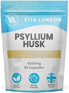Psyllium Husk Capsules 4000mg | Fibre Supplement with Acidophilus Probiotic | 60 Capsule for Men & Women (Not Powder or Tablets) | Vegan, UK Made