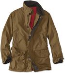 Orvis Heritage Field Coat for Men - Classic Waxed Mens Field Jacket with Pockets, Zip Front, Button-Closed Storm Flap, Tobacco - Large