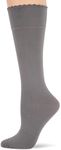 HUE Women's Graduated Compression Opaque Knee Hi Sock, Steel/Steel/Steel, One Size