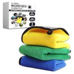 Haute gear Microfiber Cloth For Car-600 Gsm-Pack Of 3, Soft Ultra Absorption Kitchen Cleaning Cloth-40X40Cm, Dusting Cloth For Home Cleaning, Microfibre Towel For Car Bike Cleaning Washing, Multicolor