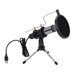 PC/Phone Microphone, Condenser Microphone USB Computer Condenser Gaming Mic Plug & Play with Tripod Stand & Pop Filter for PC Laptop Desktop Windows Computer