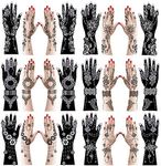 Xmasir 12 Large Sheets Henna Tattoo Stencil Kit for Hand Forearm Body Paint, Indian Arabian Temporary Tattoo Templates for Women Girls (S8)