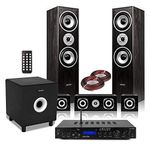 Fenton 5.1 Surround Sound Speaker System with Subwoofer and Home Cinema Theatre FM Radio Bluetooth Amplifier, Black