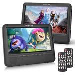 WONNIE 7.5" Dual DVD Players for Car Portable DVD Players with Dual Screens Play a Same or Two Different Movies with Headrest Strap, All Regions, Support Last Memory, AV Out/in, USB/SD Card