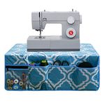 Sewing Machine Pad for Table, with 4 Pockets Sewing Machine Dust Cover，for Sewing Machine Accessories Organizer (Blue Pattern)