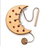 DEAL NUT Wooden Lacing Toy for Toddlers,Threading Toy Kids Travel Road Trip Games Educational Learning Motor Skills Montessori Toys, Activity Toys (Moon, Beige)