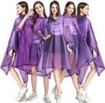 YUNLOVXEE Rain Poncho Raincoat for Adult - 2 Pack EVA Waterproof Rain Coat Reusable Rain Jacket for Women Men Disney, Purple 5 Pack, One size