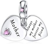 DALARAN Mother Charms for Pandora Bracelet Sterling Silver Mom Love Heart Dangle Charms with Cubic Zirconia