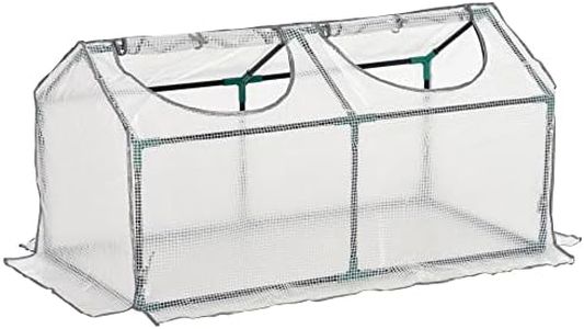 Outsunny Mini Greenhouse Portable Flower Planter Tomato Vegetable House for Garden Backyard with Zipper 120 x 60 x 60 cm, White