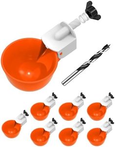 Psarnuk Chicken Waterer Cups (8 Pack/Orange) - DIY Automatic Large Chicken Water Feeder for Ducks,Chicks, Turkeys, Quail, Bunny, Bird and Other Various Poultry Dispenser with Matching Drill