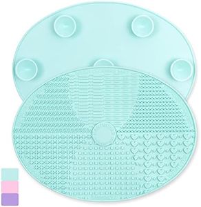 Makeup Brush Cleaner Mat Silicone Brush Cleaning Mat Big Size Make Up Brush Clean Pad with Suction Cup for Makeup Brush Cleaning (Green)