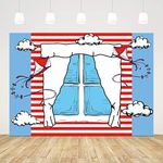 Cartoon Window Backdrops for Photography Kids Birthday Party Background 7x5ft Blue Red Kite Striped Kids Party Backdrop Boys Girls 1st Birthday Decorations Cake Table Banner Show Photo Booth Props