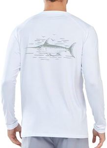 NORTHYARD Men's Sun Protection Shirts Long Sleeve Swim Beach Rash Guard SPF UV UPF 50+ Fishing T-Shirt Quick Dry Lightweight White L