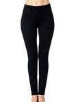 WAX JEAN Women's High-Rise Push-Up Super Comfy 3-Button Skinny Jeans Black 7