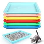 6pcs Kitten Litter Box, Plastic Cat Litter Trays Colorful Kitten Litter Pan Cat Waste Tray for Indoor Kittens (6 Colors)