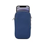 Jlyifan Neoprene Cell Phone Sleeve, Zip Wallet Pouch with Neck Strap for iPhone 15 15 Pro 14 14 Pro iPhone 13 13 Pro iPhone 12 Pro 11 Pro iPhone SE 2020 iPhone X XS LG Aristo 5 4 3 Phoenix 5 4 (Blue)