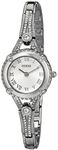 Guess Women's U0135L1 Petite Silver-Tone Watch with Silver Dial Crystal-Accented Bezel and Stainless Steel G-Link Band, One Size