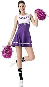 ThreeH Women's Cheerleader Costume Cheer Party Fancy Dress Musical Costume Outfit One Size NO Pom-Pom,Purple