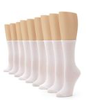 No Nonsense Women's Flat Knit Crew Sock, White - 9 Pair Pack, 4-10