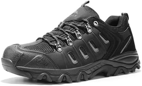 NORTIV 8 Men's Waterproof Hiking Shoes Leather Low-Top Hiking Shoes for Outdoor Trailing Trekking Camping Walking,Size 8,Black/Grey-Pu,Quest-1