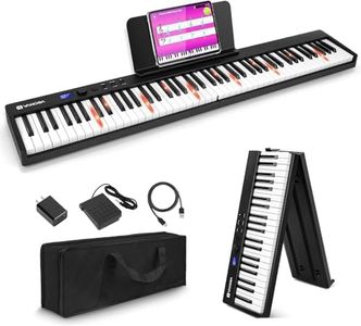 Folding Piano, Portable 88 Key Full Size Foldable Keyboard Piano Semi-Weighted Bluetooth with Light up Keys, Sustain Pedal and Handbag, Black, by Vangoa