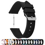 Fullmosa 8 Colors for Quick Release Silicone Rubber 20mm Watch Band, Rainbow Soft Rubber Watch Strap with Stainless Steel Buckle 20mm Black