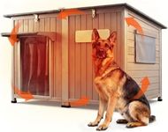 Ketive 55" XL Insulated Outdoor Dog House for Large Dogs, Adjustable Window