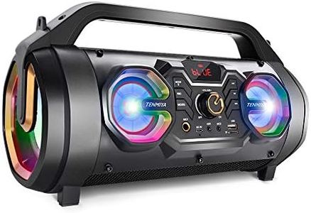 Bluetooth Speaker, 30W Portable Bluetooth Boombox with Subwoofer, FM Radio, RGB Colorful Lights, EQ, Stereo Sound, Booming Bass, 10H Playtime Wireless Party Speaker for Home, Outdoor, Travel, Camping