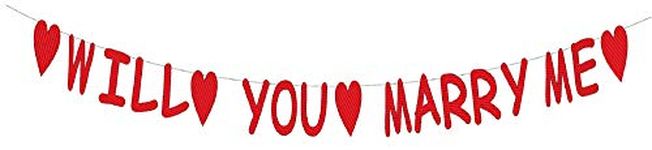 HK balloons Will You Marry Me Proposal Banner - Propose, Engagement, Valentine'S Day, Bachelorette Party Sign Decoration Hanging Garland Bunting Banner Decor Photo Booth Props|Red