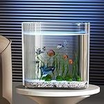 Gbsell 5 Gallon Desk Betta Fish Tank, Aquarium Transparent Office Fish Tank, Simply Fish Tank, Small Floor-Standing Vase Tv Cabinet Deep Water Turtle Breeding Box, Gift for Fish Lover