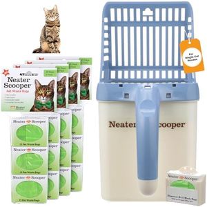 Neater Pets Neater Scooper Standard Size, 195 Refill Bags – Mess-Free Cat Litter Scooper with Bag, Spill-Proof Kitty Litter Scoop with Bin/Scoop Holder