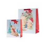 Hallmark Gift Bags, Gift Bags for Presents, Pack of 2, Festive Designs, Christmas, Forever Friends, Bears, Cute, Red