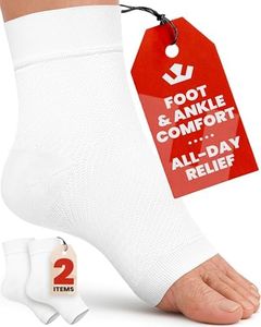 KEMFORD Ankle Compression Sleeve - Plantar Fasciitis Braces - Open Toe Compression Socks for Swelling, Sprain, Neuropathy, Foot Arch Support for Men and Women - 20-30mmhg, L, White