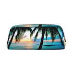 California Palm Tree Beach Sun Rise Pencil Case School Student Portable Pencil Pouch Coin Pouch Cosmetic Makeup Bag Office College Stationery Organizer with Zipper for Teen Boy Girl