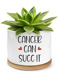 PWHINGN Get Well Gifts for Women - 3.5 inch Ceramic Succulent Planter Pots with Bamboo Tray, Funny Plant Pots Gifts for Women, Cheer Up Gifts for Women, Mom Grandma Plant Lovers (Not Plants