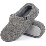 HomeTop Women's Fuzzy Curly Fur Memory Foam Loafer Slippers Bedroom House Shoes with Polar Fleece Lining (9-10, Grey)