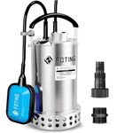 Full 304 Stainless Steel Submersible Water Pump 1HP 4600GPH with Automatic Float Switch, Utility Pump for Pool Draining Fast Water Removal in Basement Sewage Heater Flush Pit Hot Tub Garden Pond