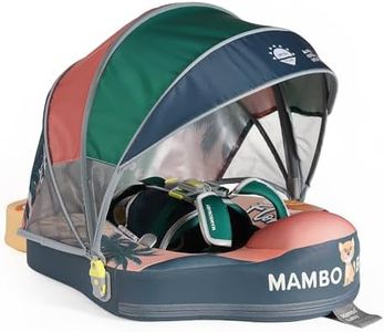 Mambobaby Float - Non-Inflatable Baby Swim Ring with Sun Canopy, Florida-Inspired Design for Infants 3-24 Months, Safe & Comfortable Pool Float for Toddlers, Durable Foam Swim Trainer