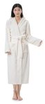 Sunny Flannel Mid-Calf Men/Women's Bathrobe with Pockets. (CA/US, Alpha, Large, X-Large, Regular, Regular, Arctic White)