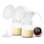 Tinyberg Double Electric Breast Pump, 9 Intensity Levels Dual Mode Stimulation & Expression, Silicone Cushion Rechargeable 1200mAh Battery Portable & Lightweight BPA-Free, Complete Kit Included