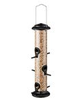 iBorn Metal Bird Feeders Black Wild Bird Feeder for Outdoors Hanging All Metal Black Finishing 14 Inch 6 Port(Seed is not Included)