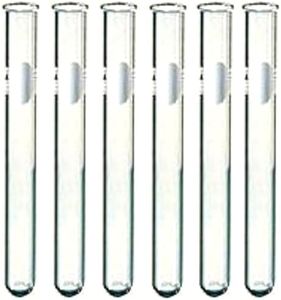 6 Pack - 20x150mm Pyrex Glass Test Tubes with Rim and Marking Spot