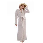 7 VEILS Women and Men Cozy Knit Stretchy Super Soft Long Robes Spa Bathrobes Comfortable Loungewear -Cream - M