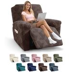 JIVENER Recliner Chair Covers,3 Pieces Recliner Covers Geometrical Jacquard, Stretch Lazy Boy Recliner Slipcovers with Elastic Bottom for Pet, Kids (1 Seater, Brown)