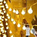 Globe String Lights, 120LED 15M/49ft Fairy Lights Plug in Powered, 8 Modes Christmas Lights with Remote & Timer, Fairy Lights for Bedroom, Garden, Gazebo, Party Decorations (Warm White)