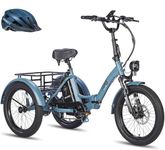 Fafrees Electric Bike for Adults Folding Electric Trike, 48V 18.2Ah Removable Battery for 70KM Mileage, 20 * 3.0 INCHES Fat Tire Cargo Ebike Dual Suspension, F20 Mate Electric Tricycle 2024 (blue)