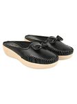 Stylestry Upper Bow Detailed Black Slip-On Loafers for Women & Girls/UK7